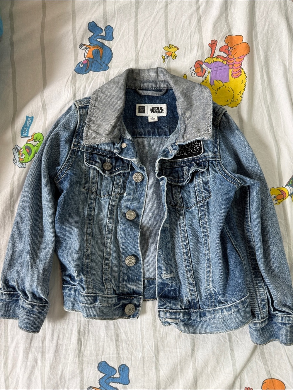 Star Wars Light Blue Denim Jacket with Gray Hood Liner 3T